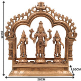 Handcrafted Panchaloha Bronze Vishnu Lakshmi Bhudevi Idol with Prabhavali & Peetam | Traditional Shrinivasa Murti for Temple & Home Pooja,Gold, 14 Inch, 1 Piece