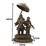 Exquisite Panchaloha Mahaganapati Idol with Shakti, Bronze Ganesh Vigraha, Panchadhatu Ganesh Ji Murti for Pooja, Temple & Home Decor,Brown, 18.5 Inch, 1 Piece