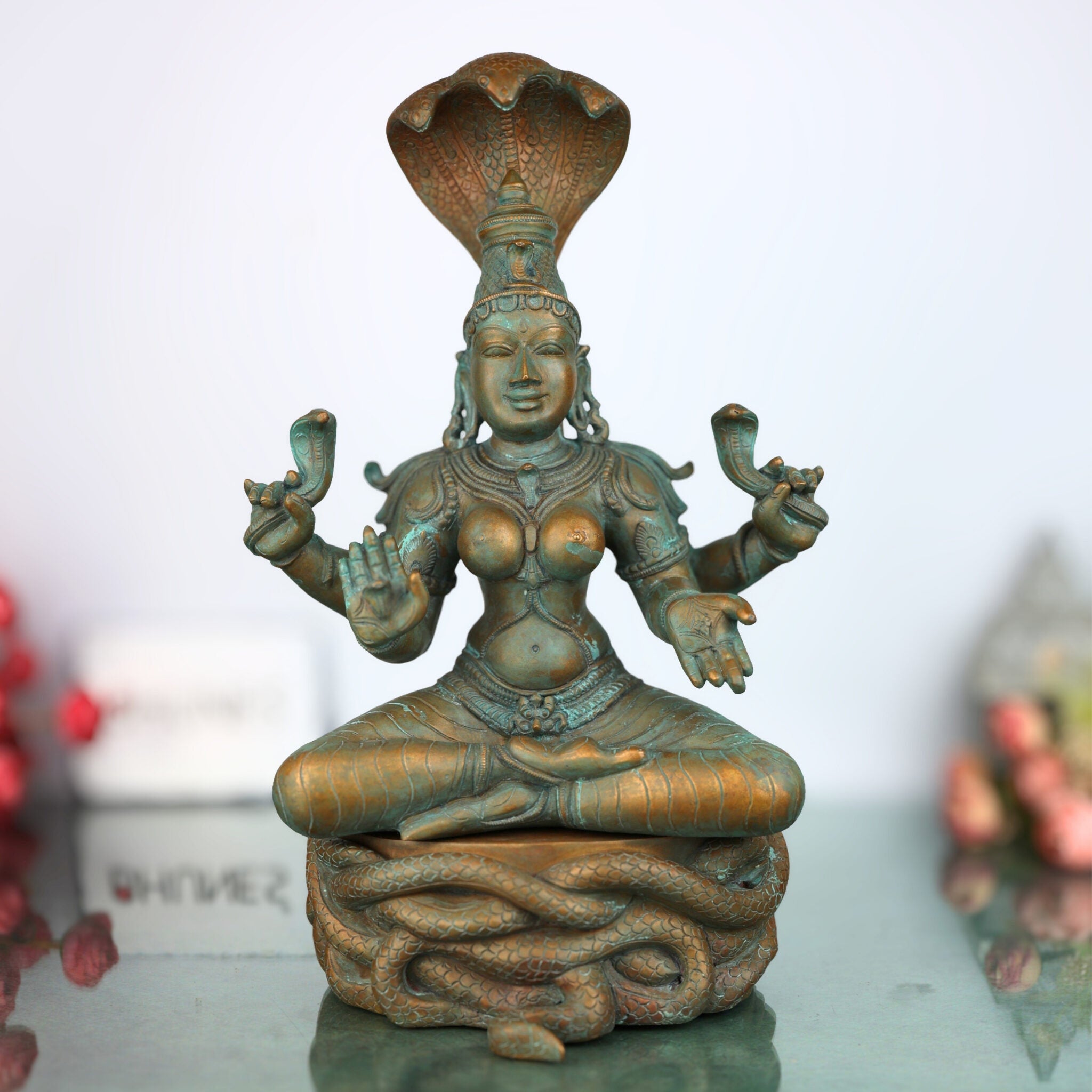 Handcrafted Bronze Manasadevi Idol