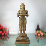 Handcrafted Bronze Deep Lakshmi Diya Lady Idol – Traditional Panchaloha Oil Lamp Holder Sculpture for Home, Temple & Puja Decor