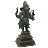 Handmade Bronze Standing Ganesha Idol, Panchaloha Ganpati Vigraha, Panchadhatu Ganesh Murti for Home, Temple & Gifting,Brown, 10 Inch, 1 Piece