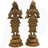 Handcrafted Bronze Deep Lakshmi Diya Lady Idol, Traditional Panchaloha Oil Lamp Sculpture for Pooja, Home Decor & Spiritual Gifting, Set Of 2,Brown, 12.5 Inch, 1 Piece