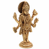 Handcrafted Brass Lord Dhanvantari Idol | Bhagwan Dhanwantari Murti – God of Ayurveda, Healing & Amrit Kalash Statue for Puja, Temple & Home Decor,Gold, 5 Inch, 1 Piece