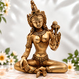 Handcrafted Brass Tara Maa Idol – Mahavidya Tara Devi | Ugra Tara | Neela Saraswati | Buddhist Hindu Goddess Statue for Pooja, Home Temple & Decor,Gold, 5.5 Inch, 1 Piece