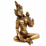 Handcrafted Brass Tara Maa Idol – Mahavidya Tara Devi | Ugra Tara | Neela Saraswati | Buddhist Hindu Goddess Statue for Pooja, Home Temple & Decor,Gold, 5.5 Inch, 1 Piece