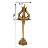 Bhunes Brass Trishul with Stand - Trishool Trident Figurine for Pooja, Mandir, Puja Room, Home Decor, Temple, and Gifting, Gold, 8.5 Inch, 1 Piece