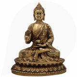 Handcrafted Brass Budha Graha Idol | Budh Dev Murti | Peetal Pital Budh Bhagwan Statue for Home Temple, Navagraha Pooja & Decor,Gold, 9 Inch, 1 Piece