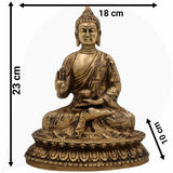 Handcrafted Brass Budha Graha Idol | Budh Dev Murti | Peetal Pital Budh Bhagwan Statue for Home Temple, Navagraha Pooja & Decor,Gold, 9 Inch, 1 Piece