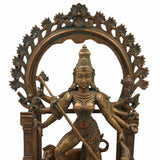 Handcrafted Panchaloha Durga Devi Idol | Bronze Mahishasura Mardini Murti | Chola Art Shakti Statue for Temple & Home,Brown, 18.5 Inch, 1 Piece