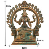Panchaloha Handcrafted Mahalakshmi Idol in Bronze – Traditional Chola Art Sri Lakshmi | Kamala Devi Statue for Temple & Home Decor,Brown, 13.5 Inch, 1 Piece