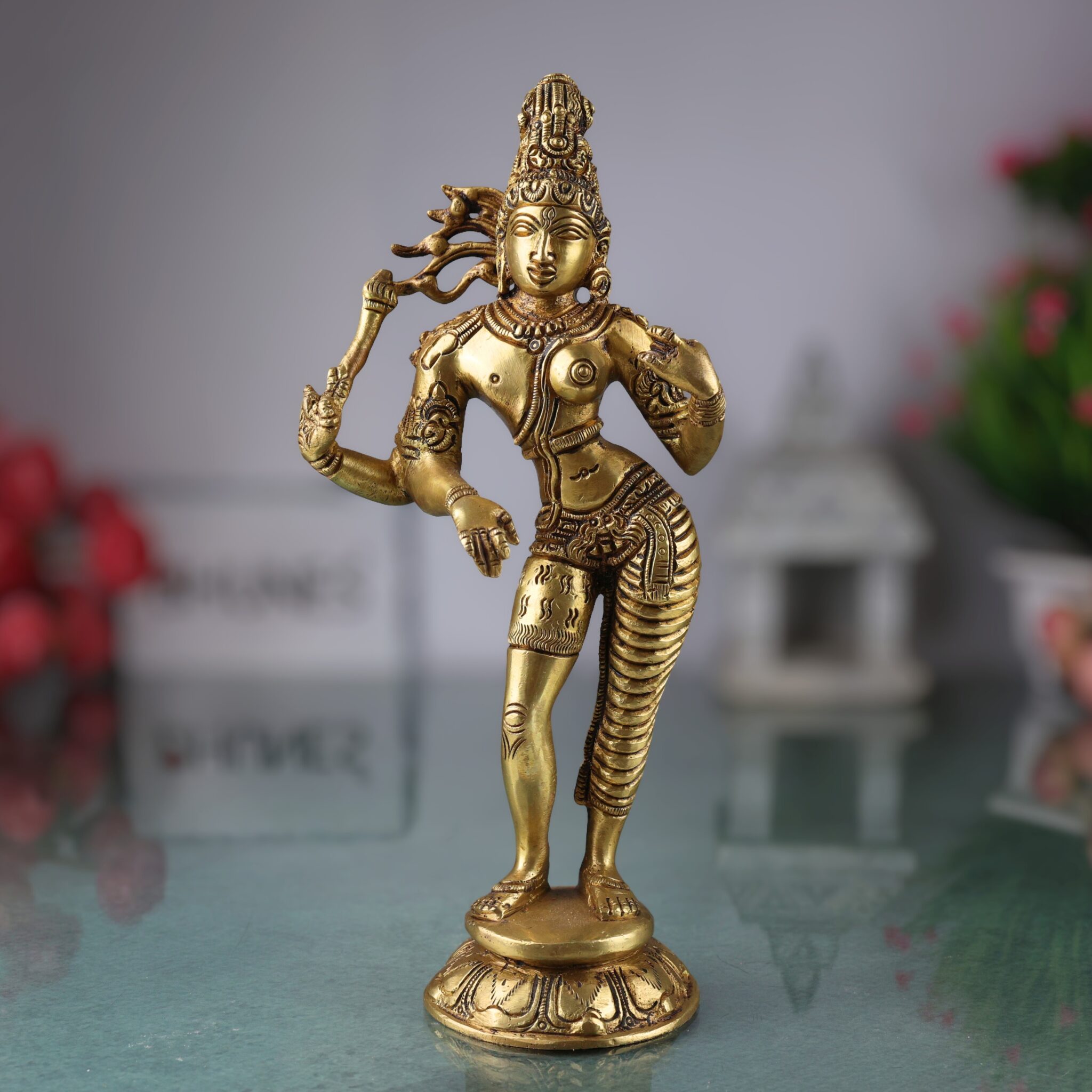 Brass Ardhanarishwar Idol – Divine Lord Shiva & Parvati Statue