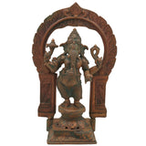 Panchaloha Handmade Bronze Ganesha Idol, Panchadhatu Ganpati Murti, Standing Ganesh Vigraha for Home, Temple & Puja, Brown, 10.5 Inch, 1 Piece