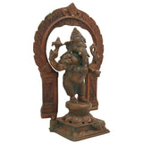 Panchaloha Handmade Bronze Ganesha Idol, Panchadhatu Ganpati Murti, Standing Ganesh Vigraha for Home, Temple & Puja, Brown, 10.5 Inch, 1 Piece
