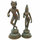 Bronze Vrishavahana Parvati Idol, Handmade Panchaloha Shiva Parvati Statue, Home Temple Decor, Brown, 9 Inch, 1 Piece