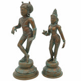 Bronze Vrishavahana Parvati Idol, Handmade Panchaloha Shiva Parvati Statue, Home Temple Decor, Brown, 9 Inch, 1 Piece