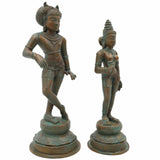 Bronze Vrishavahana Parvati Idol, Handmade Panchaloha Shiva Parvati Statue, Home Temple Decor, Brown, 9 Inch, 1 Piece
