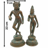 Bronze Vrishavahana Parvati Idol, Handmade Panchaloha Shiva Parvati Statue, Home Temple Decor, Brown, 9 Inch, 1 Piece