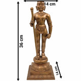 Bronze Palani Murugan Idol, Swaminatha Silai, Karthick Bhagawan, Subramanya, Shanmukha, Kumara, Subrahmanya Murti for Pooja, Brown, 14.5 Inch, 1 Piece