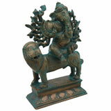 Panchaloha Veer Ganesha Idol, Handmade Bronze Panchadhatu Ganapati Statue, Traditional Hindu Decor, Vighneshvara Vigraha for Gifting Brown, 7 Inch, 1 Piece