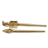 Brass Handcrafted Elephant Shaped Havan Spoons (Set of 2) – Traditional Yajna Achamani Sruva for Agnihotra & Vedic Rituals, Gold, 20 Inch, 2 Piece