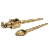 Brass Handcrafted Elephant Shaped Havan Spoons (Set of 2) – Traditional Yajna Achamani Sruva for Agnihotra & Vedic Rituals, Gold, 20 Inch, 2 Piece