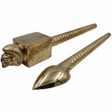 Brass Lion Head Homa Spoon Set For Vedic Sacrifices Yajna, Achamani Spoons For Havan,Gold, 18.5 Inch, 1 Piece