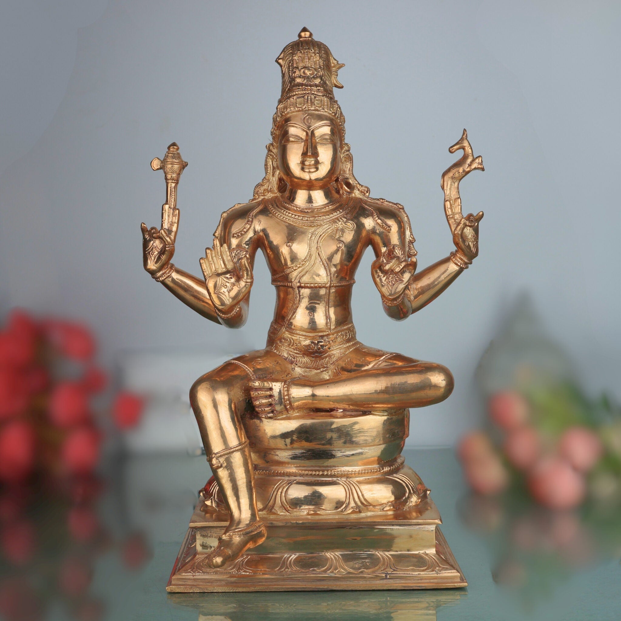 Handmade Bronze Panchaloha Lord Shiva Idol – Mahadeva Maheshwara Shankara Nataraja Rudra Bholenath Statue for Home, Temple & Puja