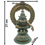 Bronze Ayyappa Swamy Idol – Lord Ayyappan Swami Murti for Pooja, Home Decor, and Temple, Brown, 11 Inch, 1 Piece