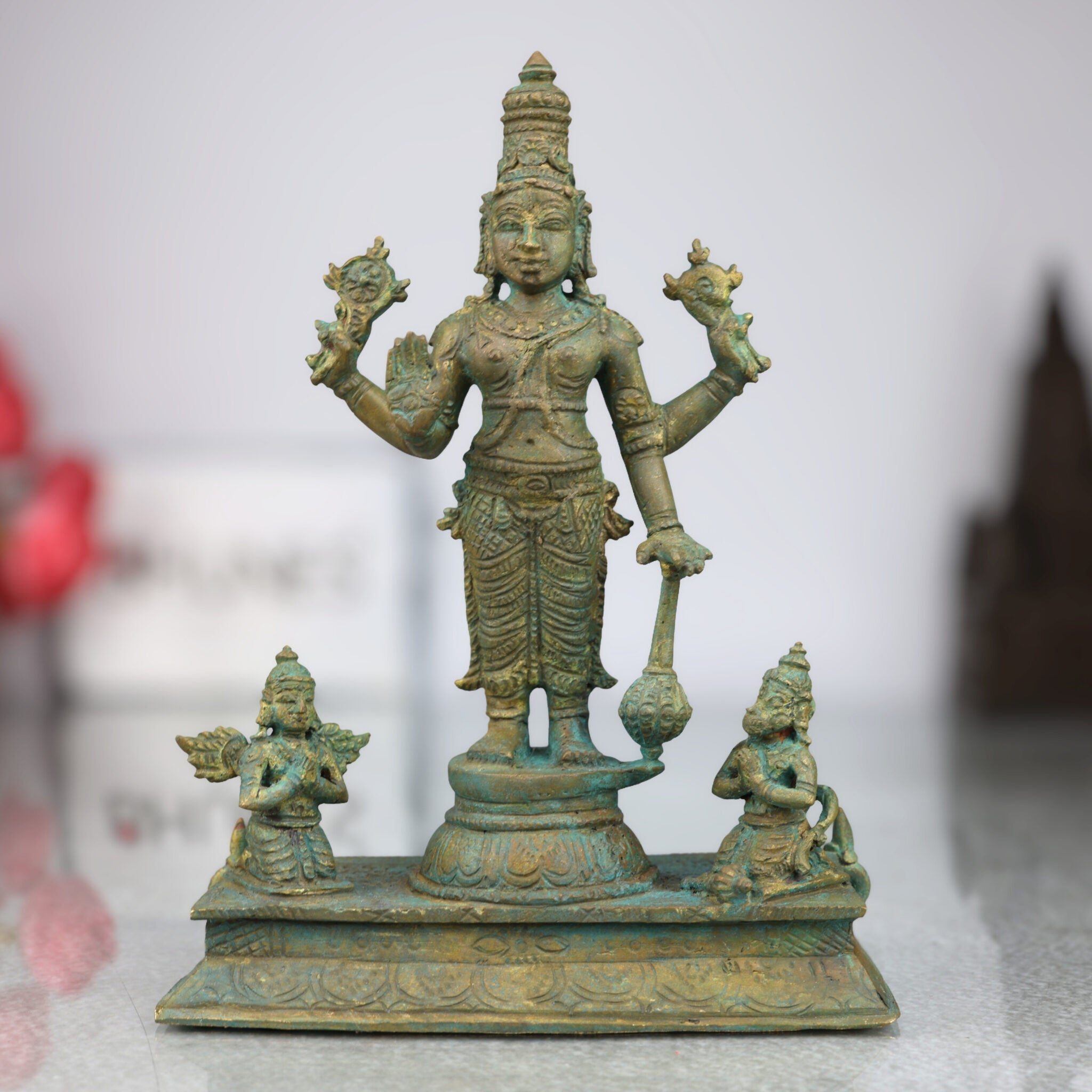 Bronze Vishnu Idol with Garud Dev