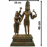 Bhunes Handcrafted Bronze Lord Shiva Parvati Idol, Panchaloha Shiv Parvati Statue, Kalyanasundara Murti for Pooja, Home Decor, Panchadhatu Vigraha, Brown, 18.5 Inch, 1 Piece