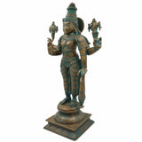 Bhunes Handcrafted Bronze Vishnu Idol – Panchaloha Narayan Vigraha, Panchadhatu Sri Vishnu Statue for Temple, Home Decor, Spiritual Gifts, Brown, 20 Inch, 1 Piece