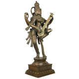 Bhunes Panchadhatu Saraswati Idol – Bronze Vidya Devi Statue, Sarasvati Murti, Saraswathi Sculpture for Home, Temple, Pooja Room Decor, Brown, 33 Inch, 1 Piece