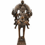 Handcrafted Brass Khandoba Idol – Martanda Bhairava Malhari Martand Mailara Murti | Hindu Warrior God Statue for Home Temple & Pooja Decor,Brown, 21.5 Inch, 1 Piece