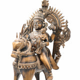 Handcrafted Brass Khandoba Idol – Martanda Bhairava Malhari Martand Mailara Murti | Hindu Warrior God Statue for Home Temple & Pooja Decor,Brown, 21.5 Inch, 1 Piece