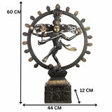 Handmade Brass Nataraja Idol | Dancing Shiva Tandava Murti | Chidambaram Nataraj Statue for Home Temple, Vastu & Decor,Black, 23.5 Inch, 1 Piece