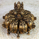 Brass Decorative Boxes, Box, Multipurpose Boxes, Sindoor Boxes, Sindhur Box, Antique, Box With Ganesha Idol On Top