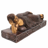 Handcrafted Brass Sleeping Buddha Idol | Reclining Shayan Buddha, Mahaparinirvana Gautam Buddha Statue for Home Decor, Puja & Spiritual Gifts,Gold, 5 Inch, 1 Piece
