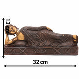 Handcrafted Brass Sleeping Buddha Idol | Reclining Shayan Buddha, Mahaparinirvana Gautam Buddha Statue for Home Decor, Puja & Spiritual Gifts,Gold, 5 Inch, 1 Piece