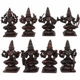 Copper Ashta Lakshmi Idol Set | 8 Lakshmi Murti for Pooja, Home Temple, Office, Vastu | Dhana, Dhanya, Gaja, Santana, Veera, Vijaya, Adi, Aishwarya Lakshmi | Handcrafted Tamra Vigraham, Antique Finish,Brown, 3.5 Inch, 1 Piece