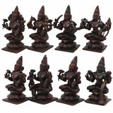Copper Ashta Lakshmi Idol Set | 8 Lakshmi Murti for Pooja, Home Temple, Office, Vastu | Dhana, Dhanya, Gaja, Santana, Veera, Vijaya, Adi, Aishwarya Lakshmi | Handcrafted Tamra Vigraham, Antique Finish,Brown, 3.5 Inch, 1 Piece