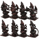 Copper Ashta Lakshmi Idol Set | 8 Lakshmi Murti for Pooja, Home Temple, Office, Vastu | Dhana, Dhanya, Gaja, Santana, Veera, Vijaya, Adi, Aishwarya Lakshmi | Handcrafted Tamra Vigraham, Antique Finish,Brown, 3.5 Inch, 1 Piece
