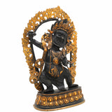 Brass Buddhist Bhairava Idol – Vajrabhairava Yamantaka | Tantric Kala Bhairav Murti for Pooja, Home Temple & Tibetan Decor,Black, 14.5 Inch, 1 Piece