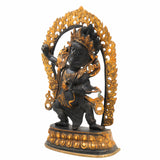 Brass Buddhist Bhairava Idol – Vajrabhairava Yamantaka | Tantric Kala Bhairav Murti for Pooja, Home Temple & Tibetan Decor,Black, 14.5 Inch, 1 Piece