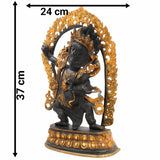 Brass Buddhist Bhairava Idol – Vajrabhairava Yamantaka | Tantric Kala Bhairav Murti for Pooja, Home Temple & Tibetan Decor,Black, 14.5 Inch, 1 Piece