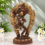 Brass Kapali Kali Idol – Guhya Mahakali Buddhist Tantra Devi | Shamshan Yogini Kali Statue for Puja, Home Decor & Spiritual Altar,Brown, 13.5 Inch, 1 Piece