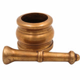Brass Mortar & Pestle, Sil-batta, Peetal Okhal Aur Moosal, Ayurvedic Spice Grinder, Brass Herbal Grinder, Traditional Indian Kitchen Tool, Vintage Okhalee, 700g,Gold, 2 Inch, 1 Piece