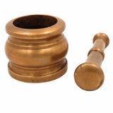 Brass Mortar & Pestle, Sil-batta, Peetal Okhal Aur Moosal, Ayurvedic Spice Grinder, Brass Herbal Grinder, Traditional Indian Kitchen Tool, Vintage Okhalee, 700g,Gold, 2 Inch, 1 Piece
