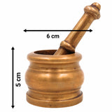 Brass Mortar & Pestle, Sil-batta, Peetal Okhal Aur Moosal, Ayurvedic Spice Grinder, Brass Herbal Grinder, Traditional Indian Kitchen Tool, Vintage Okhalee, 700g,Gold, 2 Inch, 1 Piece