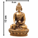 Brass Buddha Idol | Gautam Buddha Murti | Budha Graha Vigraha | Peetal Pittal Buddha Statue for Home Decor, Pooja, Meditation & Vastu,Gold, 4.5 Inch, 1 Piece