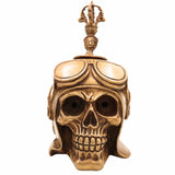 Handmade Brass Skull Pen Holder – Gothic Skeleton Head Pittal Pen Stand for Desk, Antique-Style Peetal Pencil Holder for Office & Home Decor,Gold, 8.5 Inch, 1 Piece